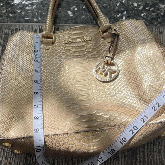 Michael Kors Gold Satchel with Signature Charm - Picture 9 of 12